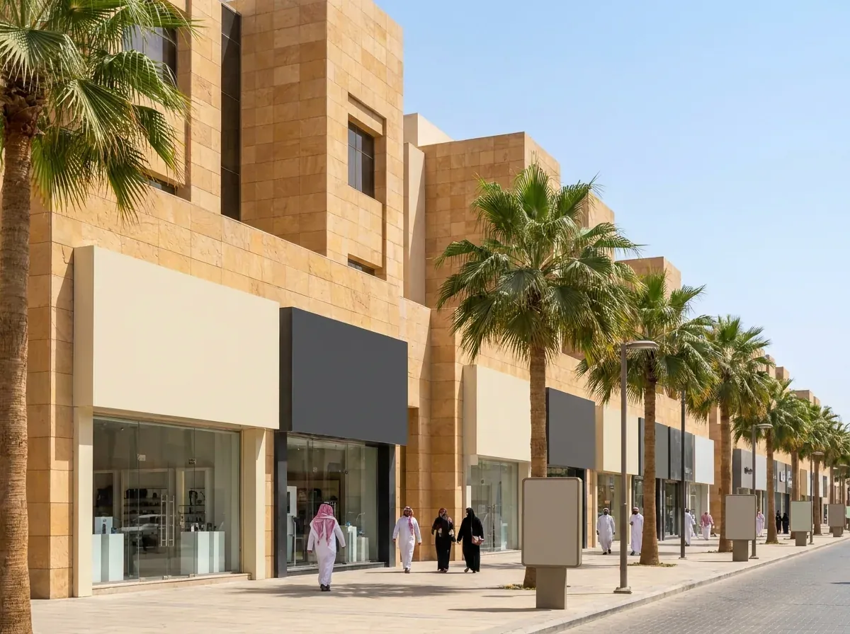شارع تجاري في جدة بواجهات محلات ولوحات موحّدة وفق اشتراطات الأمانة